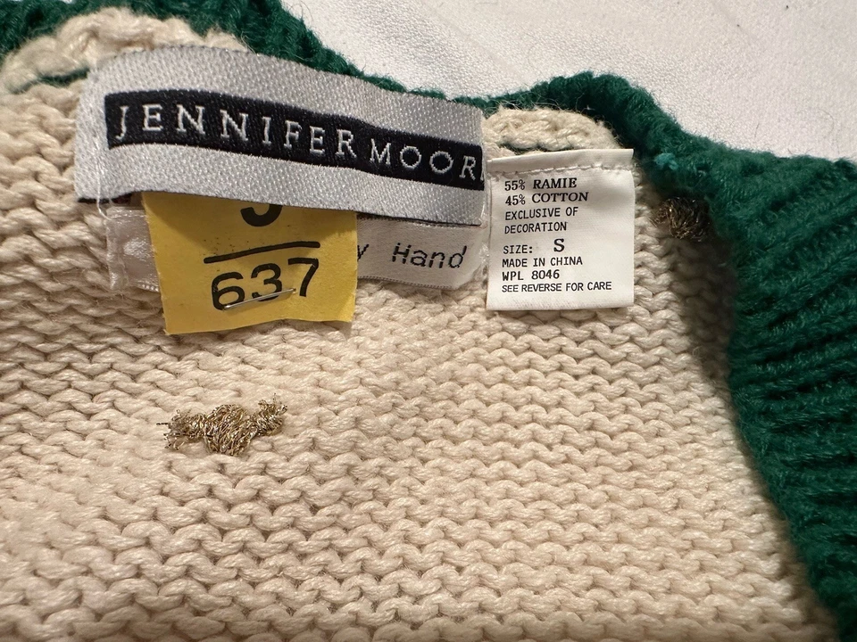 Cardigã suéter feminino Jennifer Moore pequeno tricô à mão Natal feriado ursos - Imagem 4 de 4