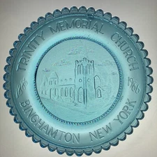 Binghamton NY Trinity Memorial Church New York Pressed Glass Pairpoint Cup Plate