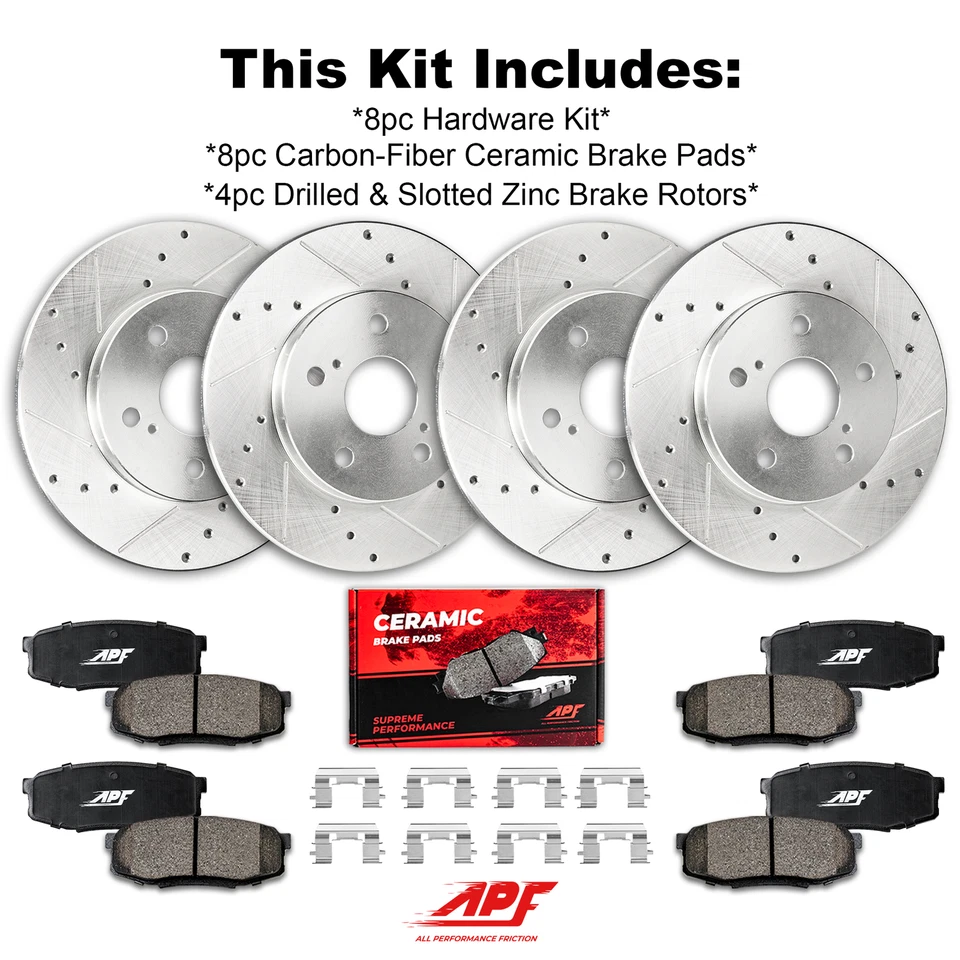 Front+Rear Drill/Slot Zinc Brake Rotors Ceramic Pads for Acura TSX 2011-2014 Foto 4 de 4