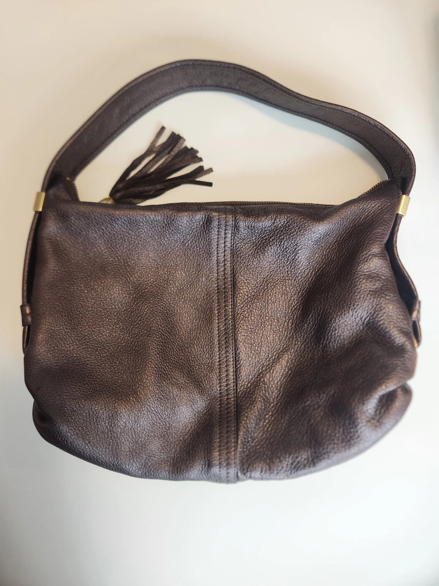 Elliott Lucca Purple Chocolate Bronze Leather Satchel Medium Handbag