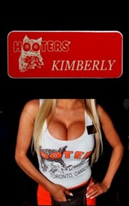 Hooters Uniform Kimberly Name Tag Pin Back Dress Up Role Play Lingerie Casino 