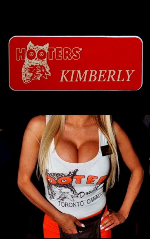 Hooters Uniform Kimberly Name Tag Pin Back Dress Up Role Play Lingerie Casino 
