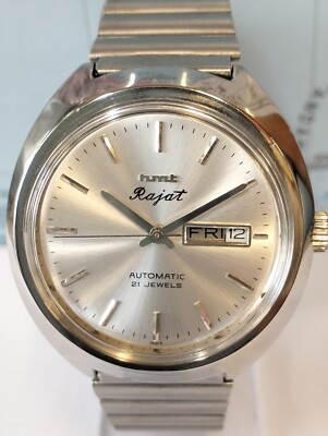 HMT RAJAT 21 JEWELS AUTOMATIC SILVER DIAL INDIA MEN'S FULL WORKING VINTAGE WATCH