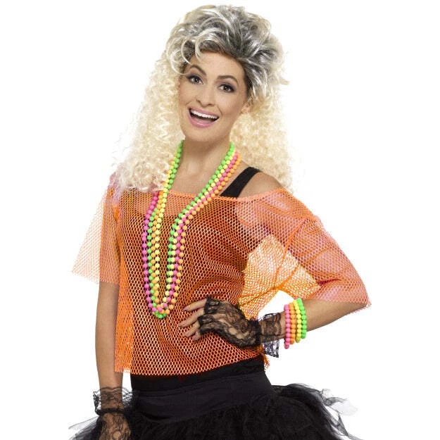 Top de red de neón años 80 80 accesorio de disfraz discoteca retro Foto 3 de 4