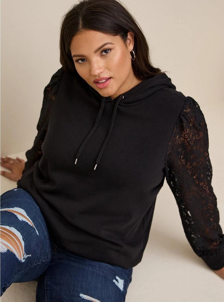 Hoodie with lace clearance sleeves