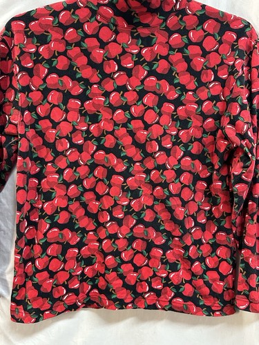 Vtg The Eagle’s Eye Turtleneck Black with Red Apple All Over Teacher Size Medium - Picture 2 of 8