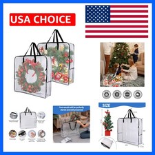 2 Pack 25 inches Wreath Storage Container,Extra Large Transparent Rectangular...