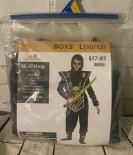 New Boys Size L 10-12 Skull Ninja Halloween Costume 6 Pc Way To Celebrate