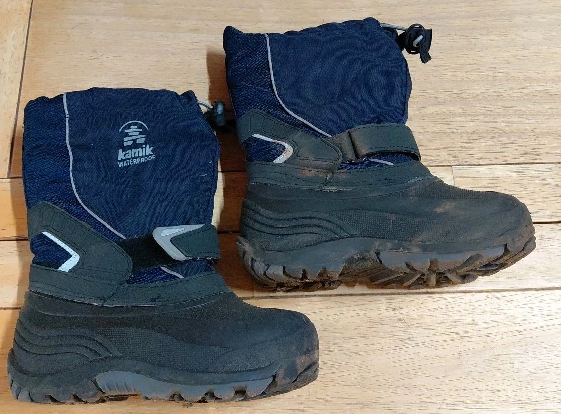 Kamik Canada Black Snow Winter Waterproof Boots Size 11 Youth