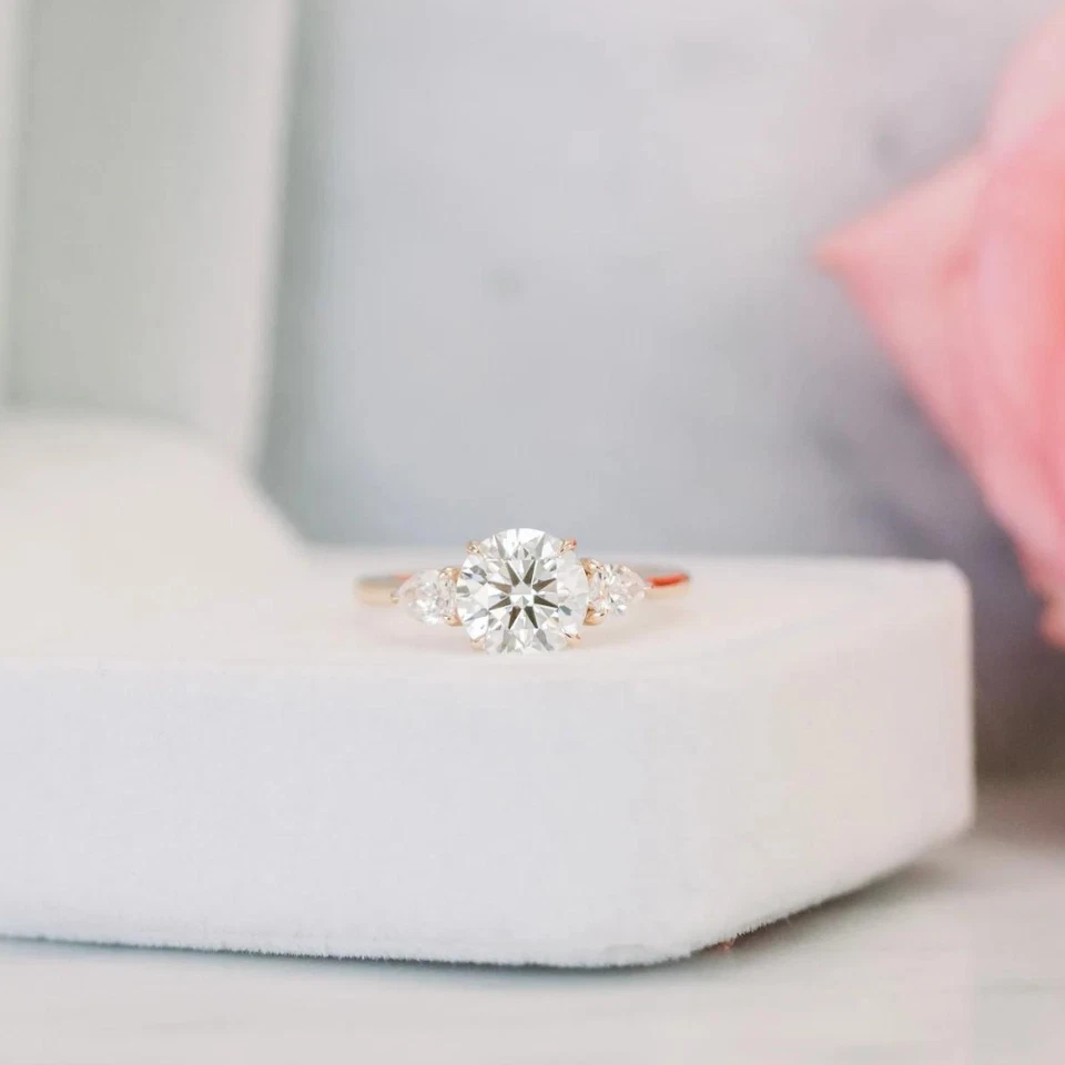 14k Rose Gold Diamond Ring Lab Grown Round 2.85 Carat  IGI Certified Size  6 7 - Image 2 of 4