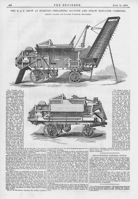 NALDER & NALDER Dreschmaschine & Strohhalmaufzug kombiniert Antikdruck 1879