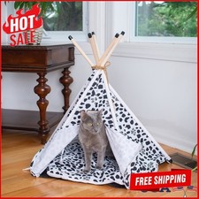 Teepee Cat Bed Tent Waterproof Skid-Free Base Polyfill Machine Washable Indoor