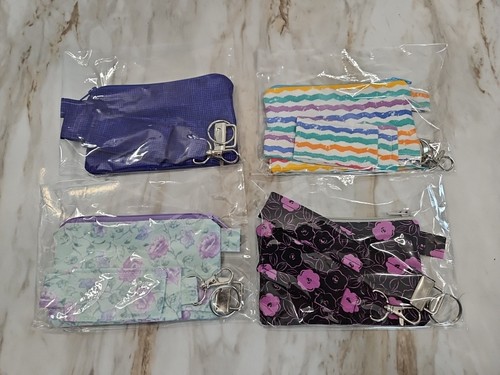 Fabric Zipper Coin Purse, keychain, and chap stick holder Handmade Gift Lot Of 4 - Picture 1 of 4