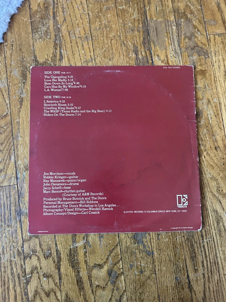 The Doors LA Woman Vinyl Record EKS75011 vintage untested 1971  - Image 3 of 4