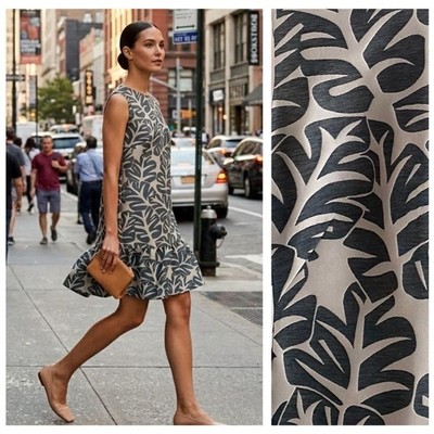 AKRIS Punto Green Tropical Leaf Print Jacquard Dress 12