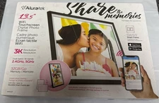 FOR PARTS CRACKED 13.5" WiFi Digital Photo Frame Touchscreen LCD And 32GB