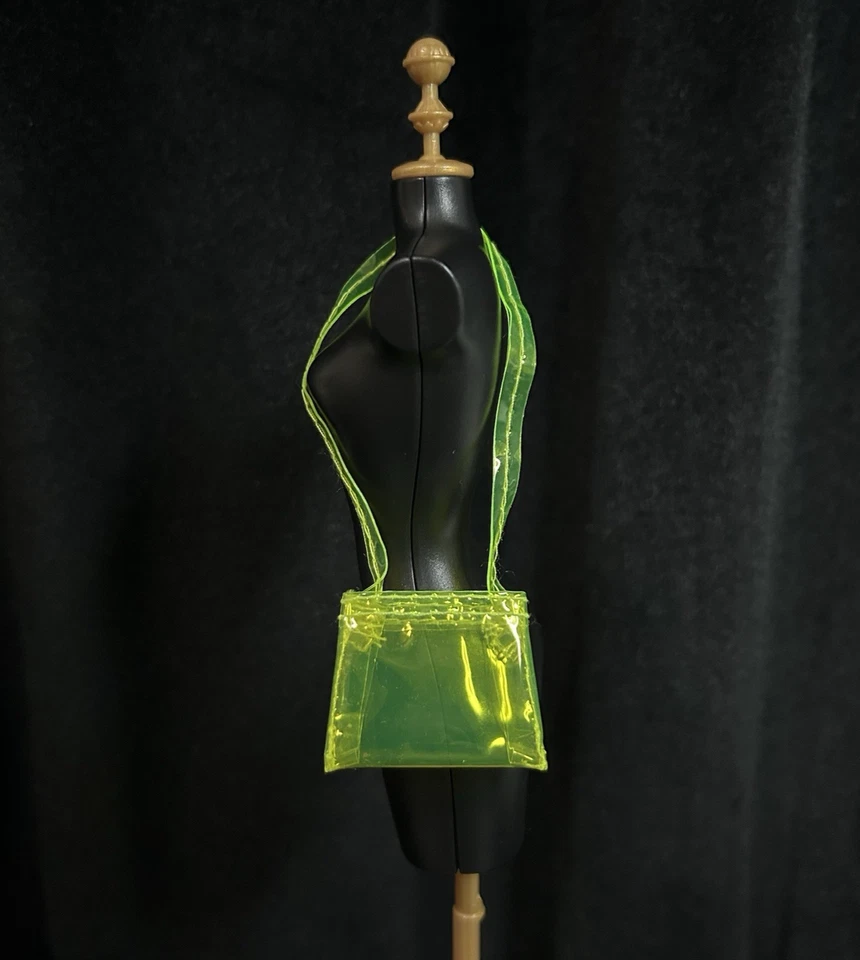Acessório vintage *Barbie*: bolsa amarela neon translúcida, bolsa de ombro anos 90 - Imagem 2 de 4