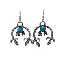 Eva Linberg, Earring, Kingman Turquoise, Cast, Navajo, 2 1/4"