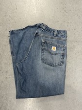 Carhartt Men's 38x30 Blue Relaxed Fit Loose Denim Work Jeans Cotton Blend
