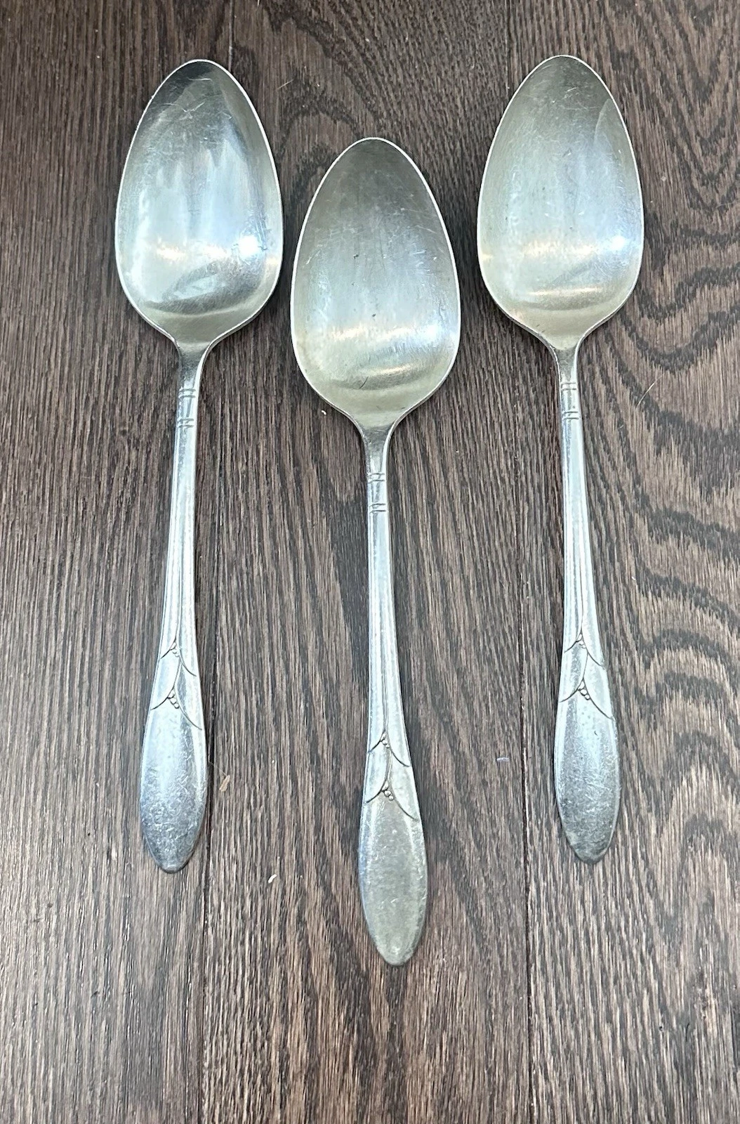 Set Of 3 1932 Oneida Community Silverplate Serving Spoon Lady Hamilton 8 1/2”