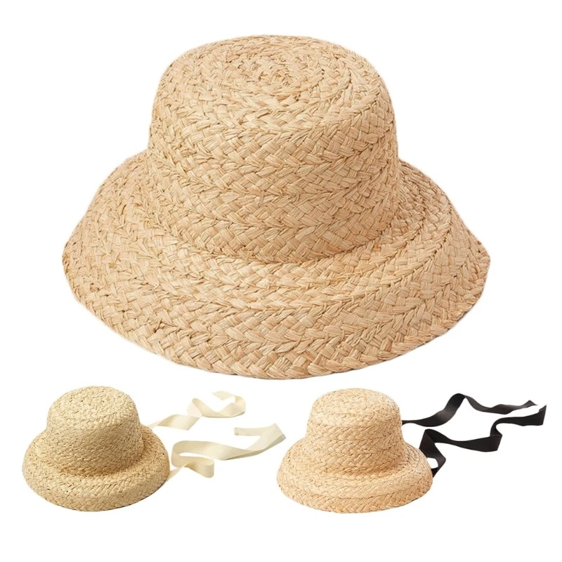 Toddler Kids Handwoven Straw for Sun Hat Wide Brim UV for Protection Ribbon Beac
Opens in a new wind