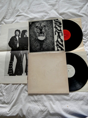2 CARLOS SANTANA ALBUMS SANTANA 69 DEBUT W/ POSTER ''WELCOME'' 73 COLUMBIA VG+