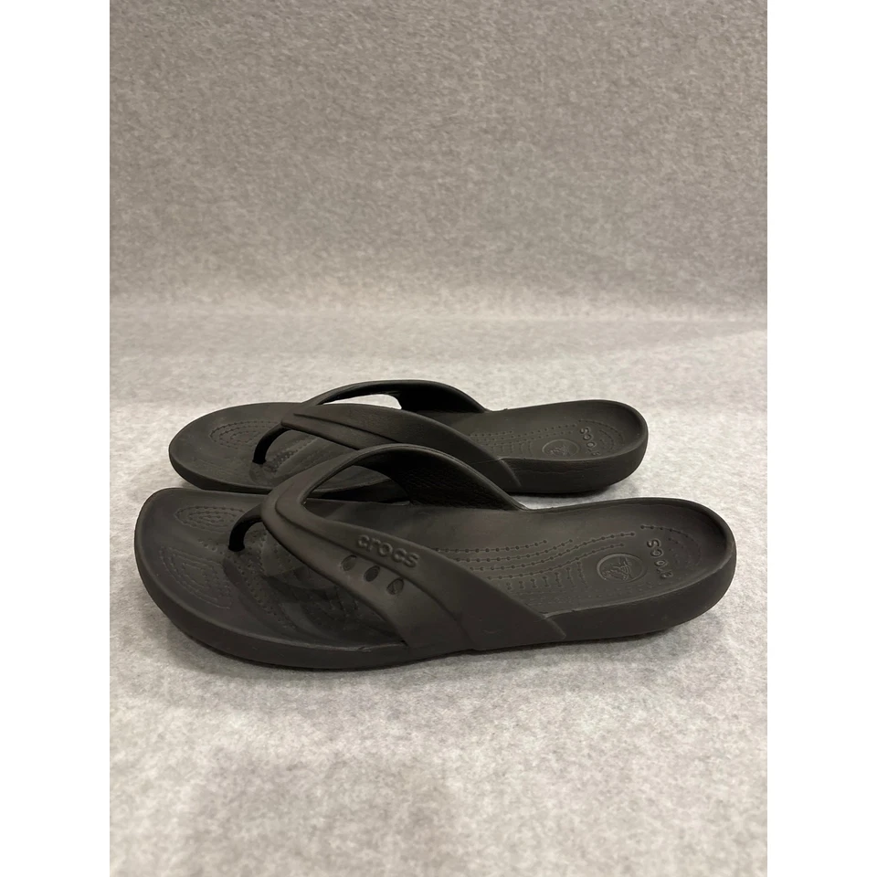 Crocs Kadee Women's Size 11 Black Lightweight Waterproof Thong Sandals Slippers - Image 2 of 4