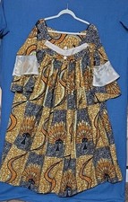 African Print Dress Women XL XXL Handmade Ankara Dashiki Boho Loose Fit Pockets