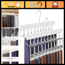 Image of 2 Pack 2-in-1 Belt and Tie Hanger for Closet Organizer - Holds 60 Belts & Ties,