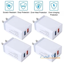 4Pack 2-Port USB Wall Cube Charger Fast Charger Block Adapter For All Cell Phone