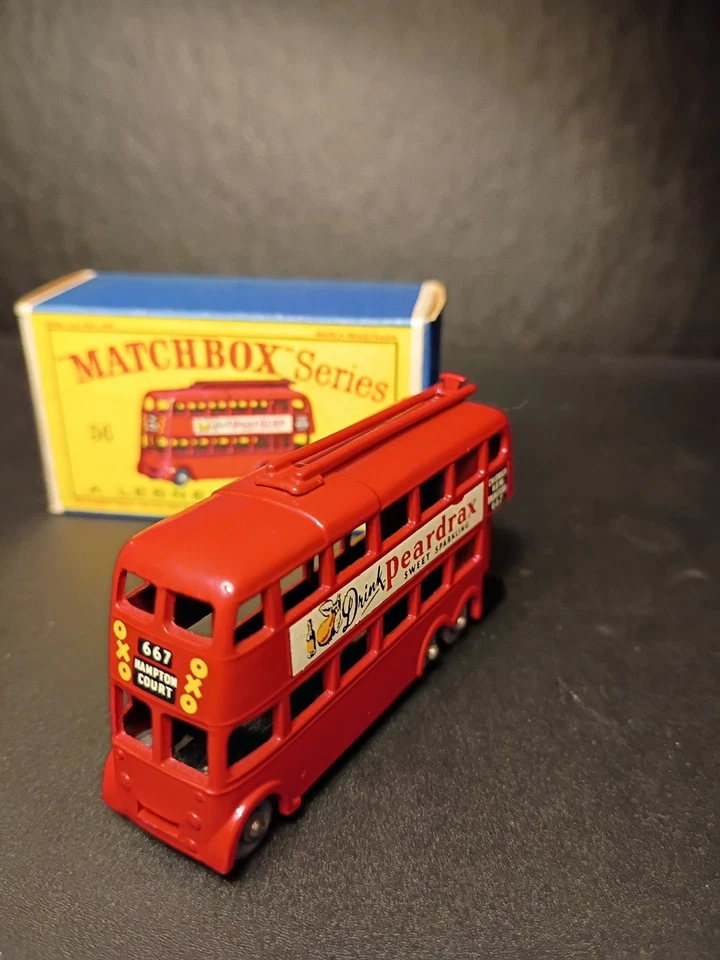 Trolebús Matchbox #56A Londres GPW 1958 "PEARDRAX" en caja D2 original nítida Foto 2 de 4