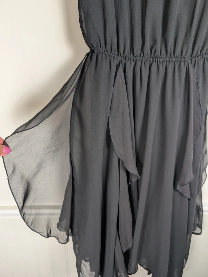 Vestido midi H&M negro fluido caprichoso festival de hadas música juvenil talla 13-14 años Foto 4 de 4