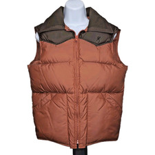Vtg Browning Down Vest Mens Size Small Brown Puffer Hunting Washable Made in USA