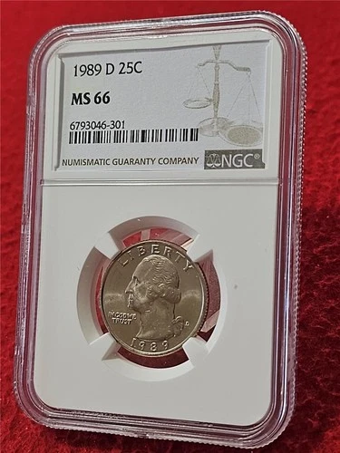1989-D WASHINGTON QUARTER   NGC MS 66  UNCIRCULATED                     #T0616