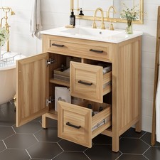 30" Bathroom Vanity w/Sink, Freestanding Storage Vanity Door Cabinet, 2 Drawers
