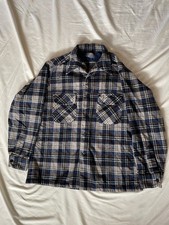 Vintage 1960s Pendleton Mens Blue Green Wool Plaid Loop Collar Board Shirt L