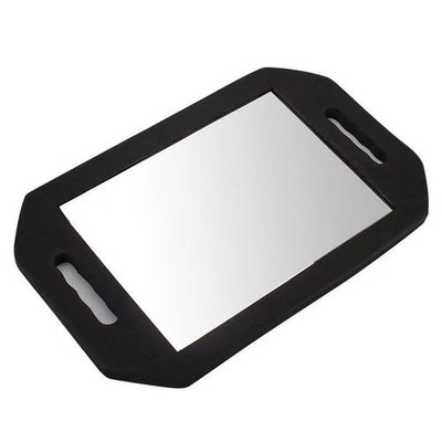 Black Large Rectangular Hand Held Mirror Double Handle Foam Barber Salon