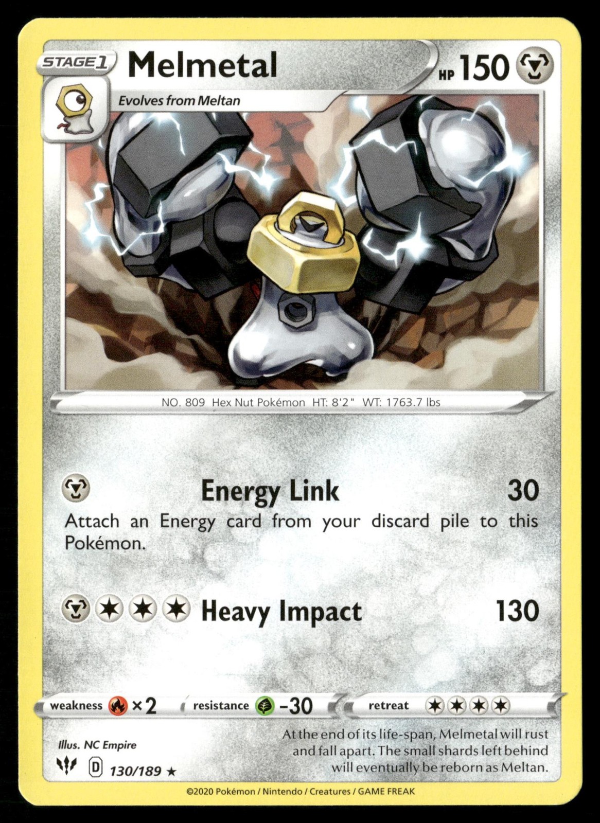 Melmetal 130/189 Rare Darkness Ablaze Pokemon Near Mint