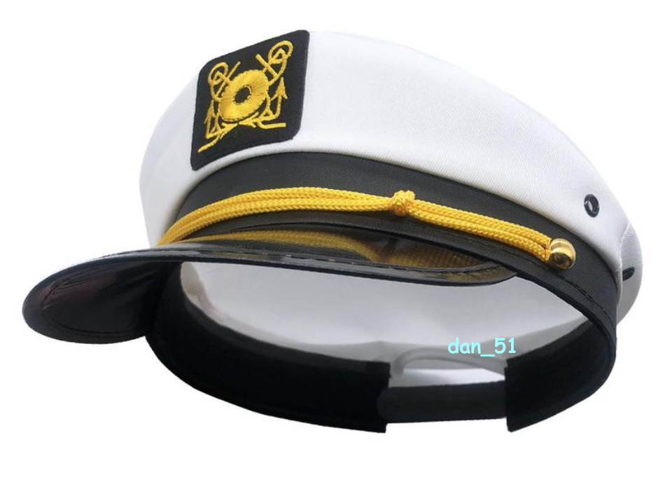 White Embroidered Navy Flat Top Military Hat Cosplay Party Sailor Hat Costume eBay