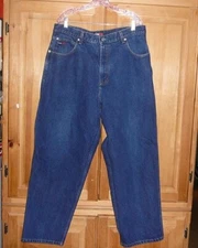 TOMMY JEANS Mens 38/32 Wide Leg Boot Cut Blue Jeans with 5 pockets