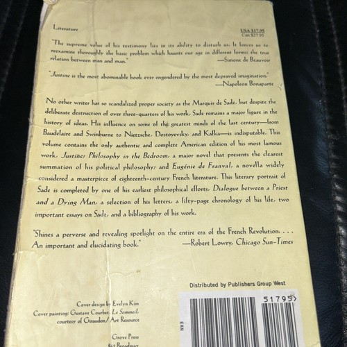 Marquis De Sade 782 pages Justine, Philosophy in the Bedroom Eroticc - Picture 3 of 3