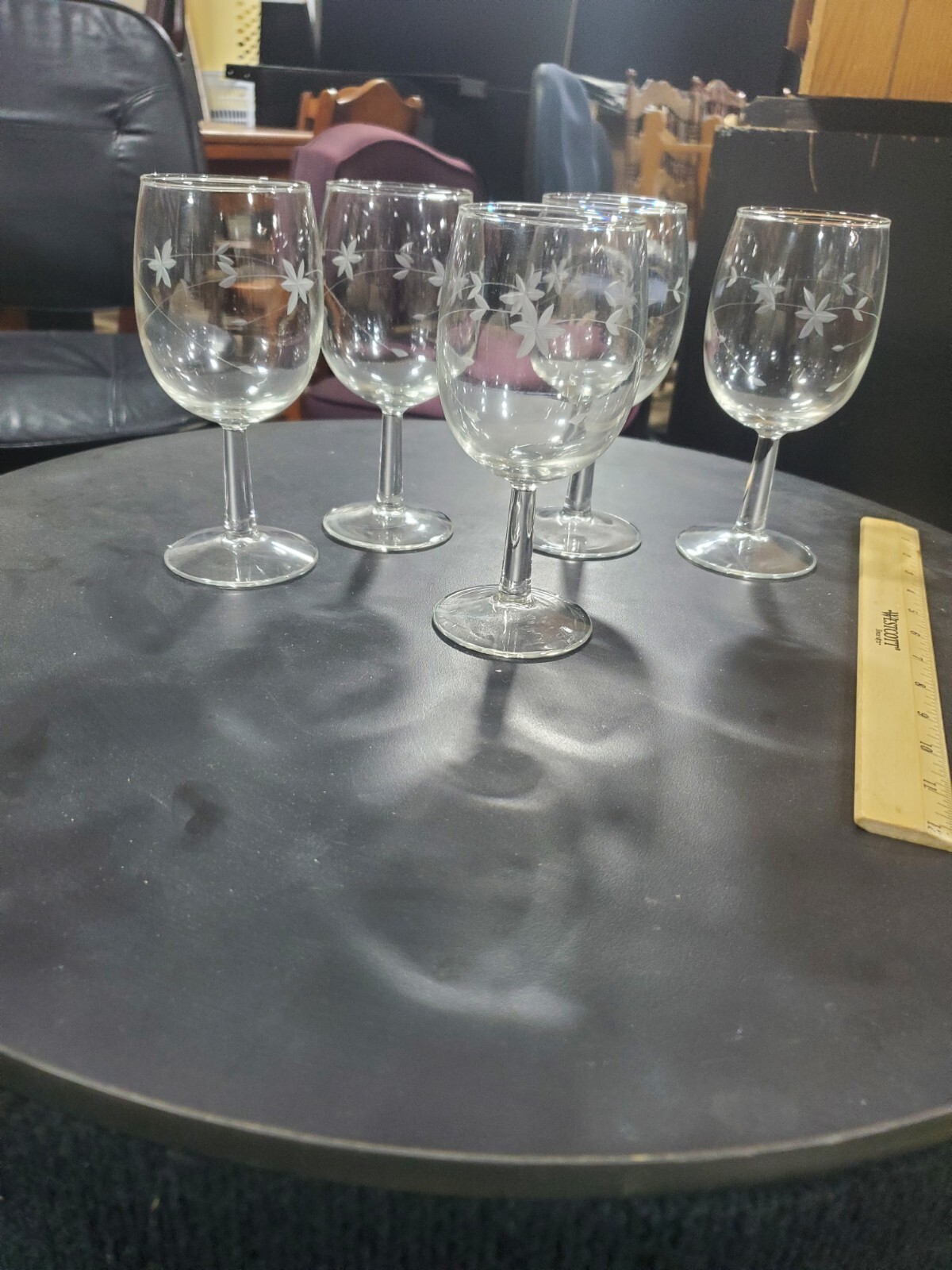 Vintage Floral Etched Wine Glasses eBay