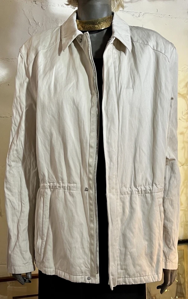 Chaqueta utilitaria vintage Prada Sport roja lengüeta beige caqui anorak con cordón cintura L Foto 2 de 4