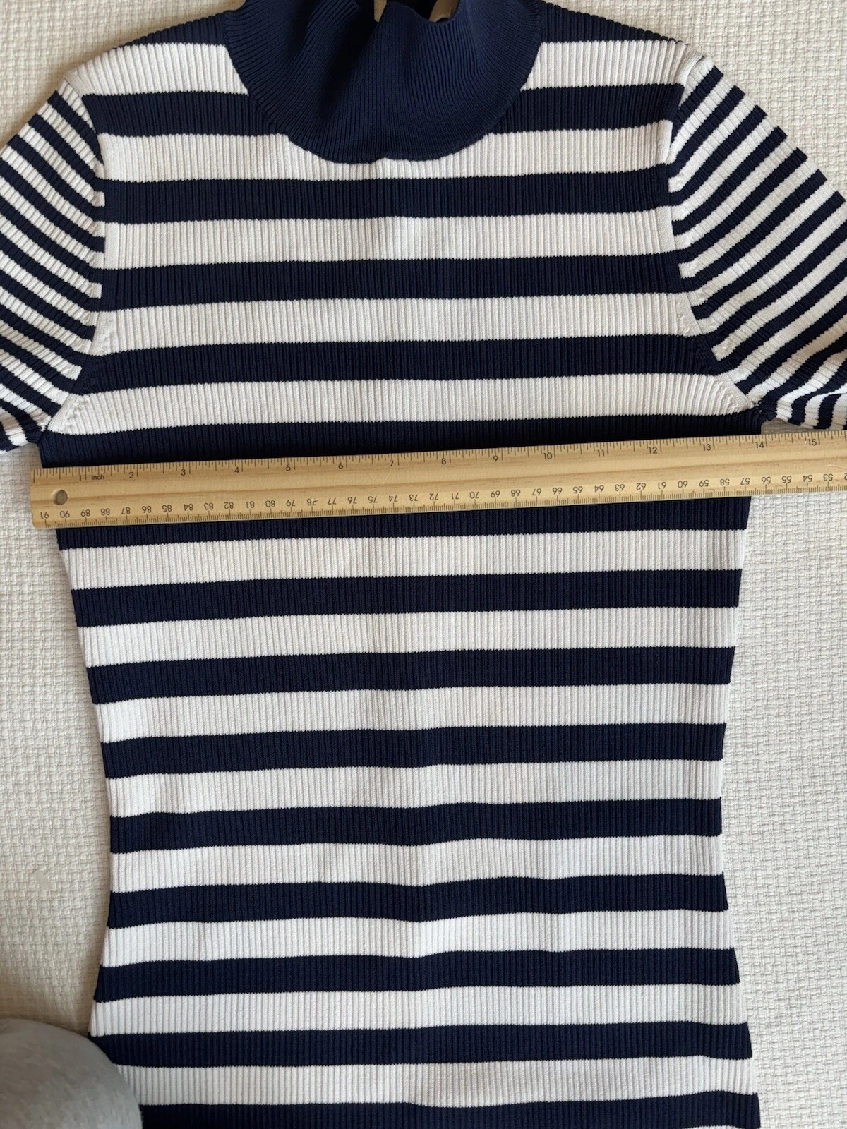Abito midi Michael Kors piccolo nautico finto collo blu navy bianco vacanze costiere