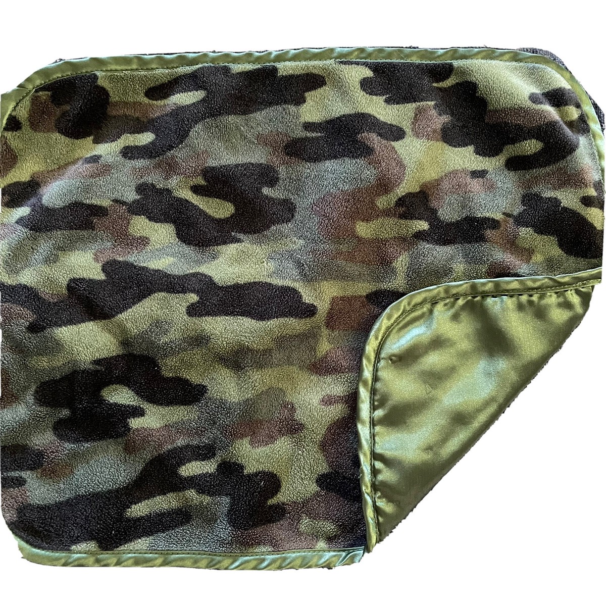 Koala Baby Camo Security Blanket Lovey Green Camouflage Satin Trim Back