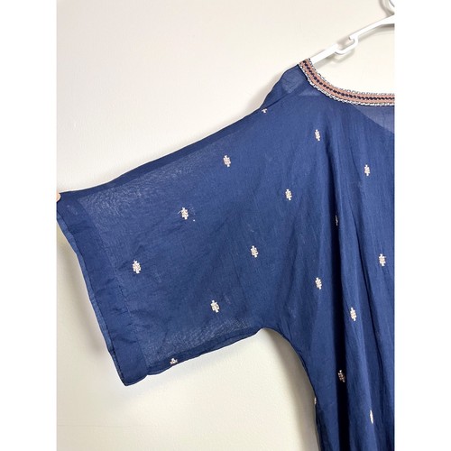 NWT Garnet Hill Blue Embroidered Cotton Cover Up Dress Swimsuit Cover Up OS - Picture 13 of 13