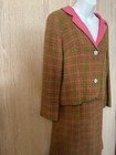 Vintage Brown W/ Pink Plaid Tweed Skirt Suit 60s — photo 4