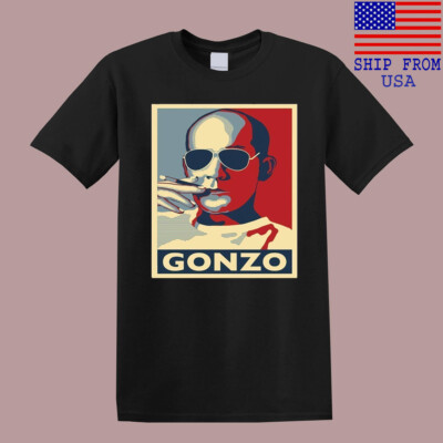 Hunter S Thompson GONZO Men's Black T-Shirt Size S-5XL