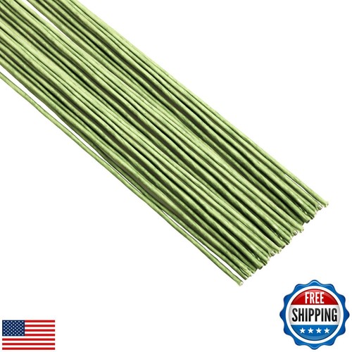 50/Package Floral Stems Wire for Paper Flower 16 Gauge Green Floral Paper Wra