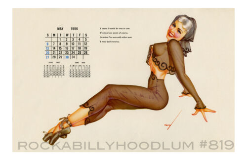 Póster chica pin up 11x17 calendario de ballet George Petty mayo 1956 - Imagen 1 de 1